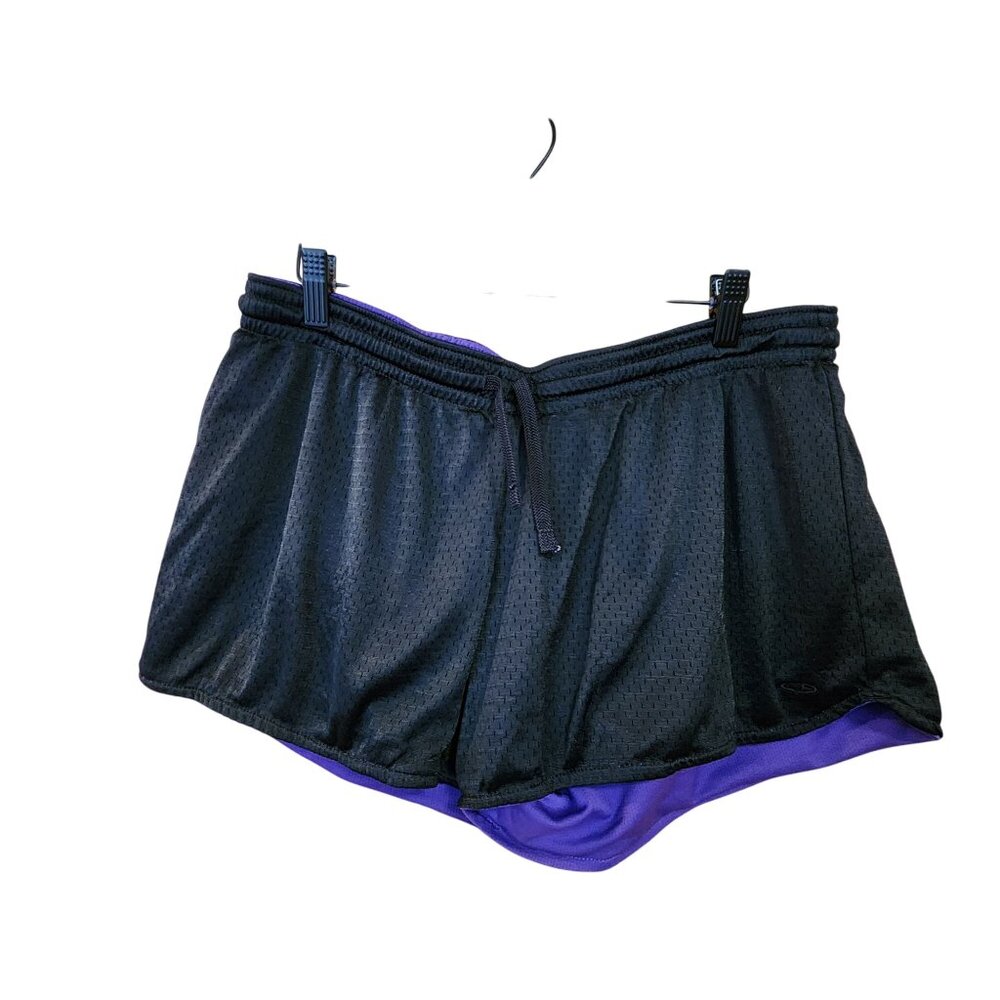 Reversible Black & Purple Mesh Athletic Shorts L
